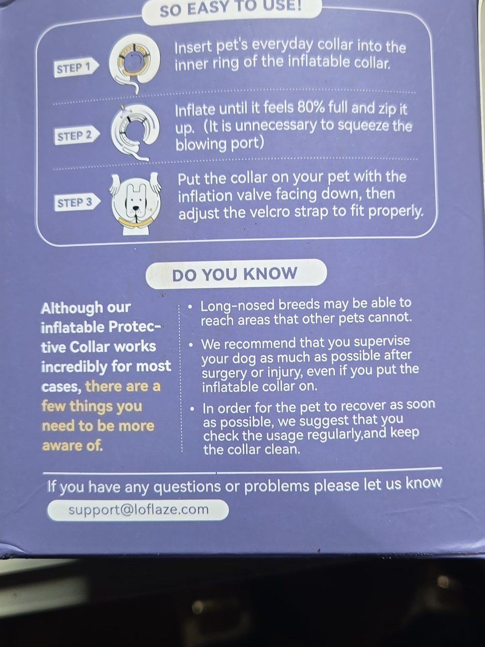 Blue* Inflatable Protective Collar - Large - Picture 2 of 3